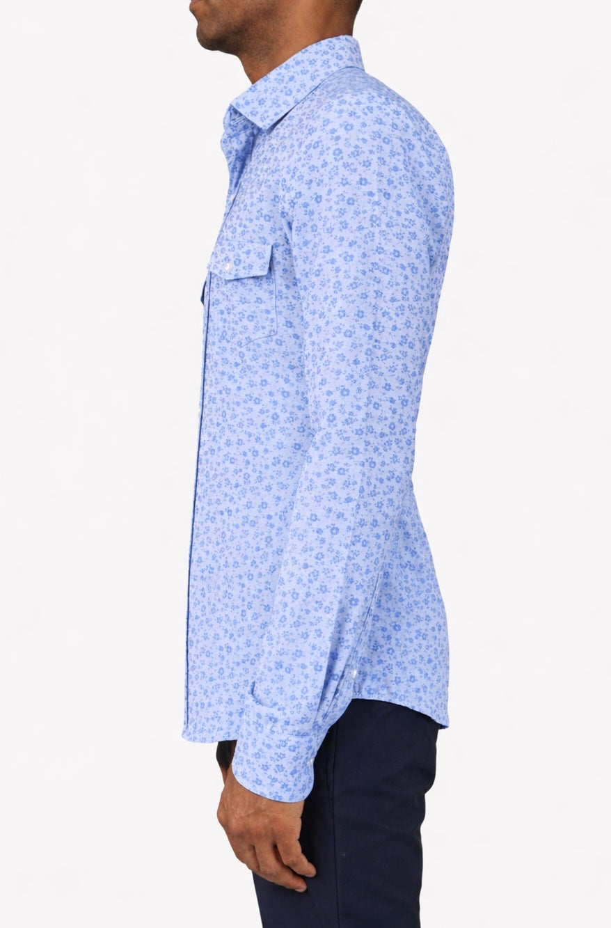 Blue Micro Floral Shirt