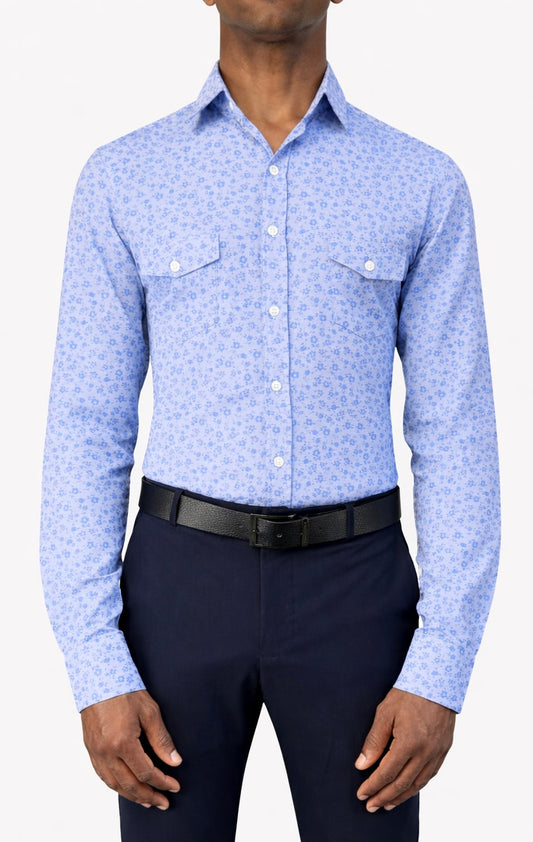 Blue Micro Floral Shirt
