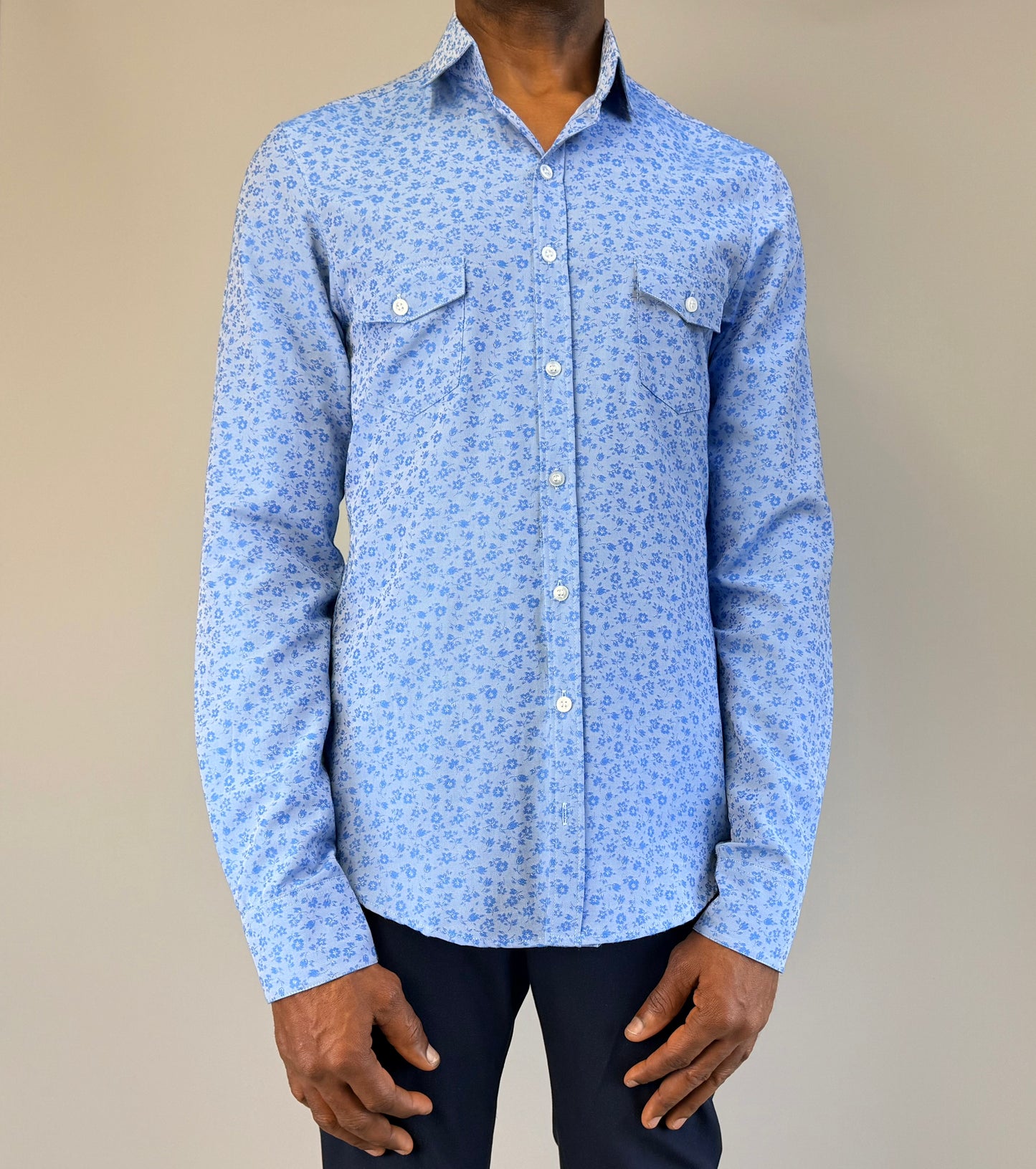 Blue Micro Floral Shirt