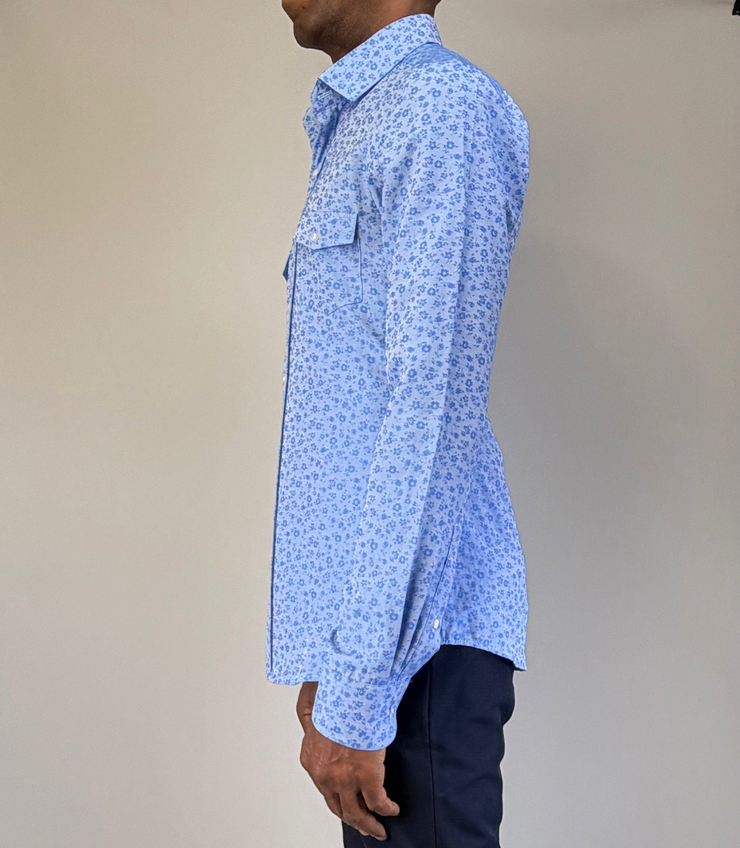 Blue Micro Floral Shirt