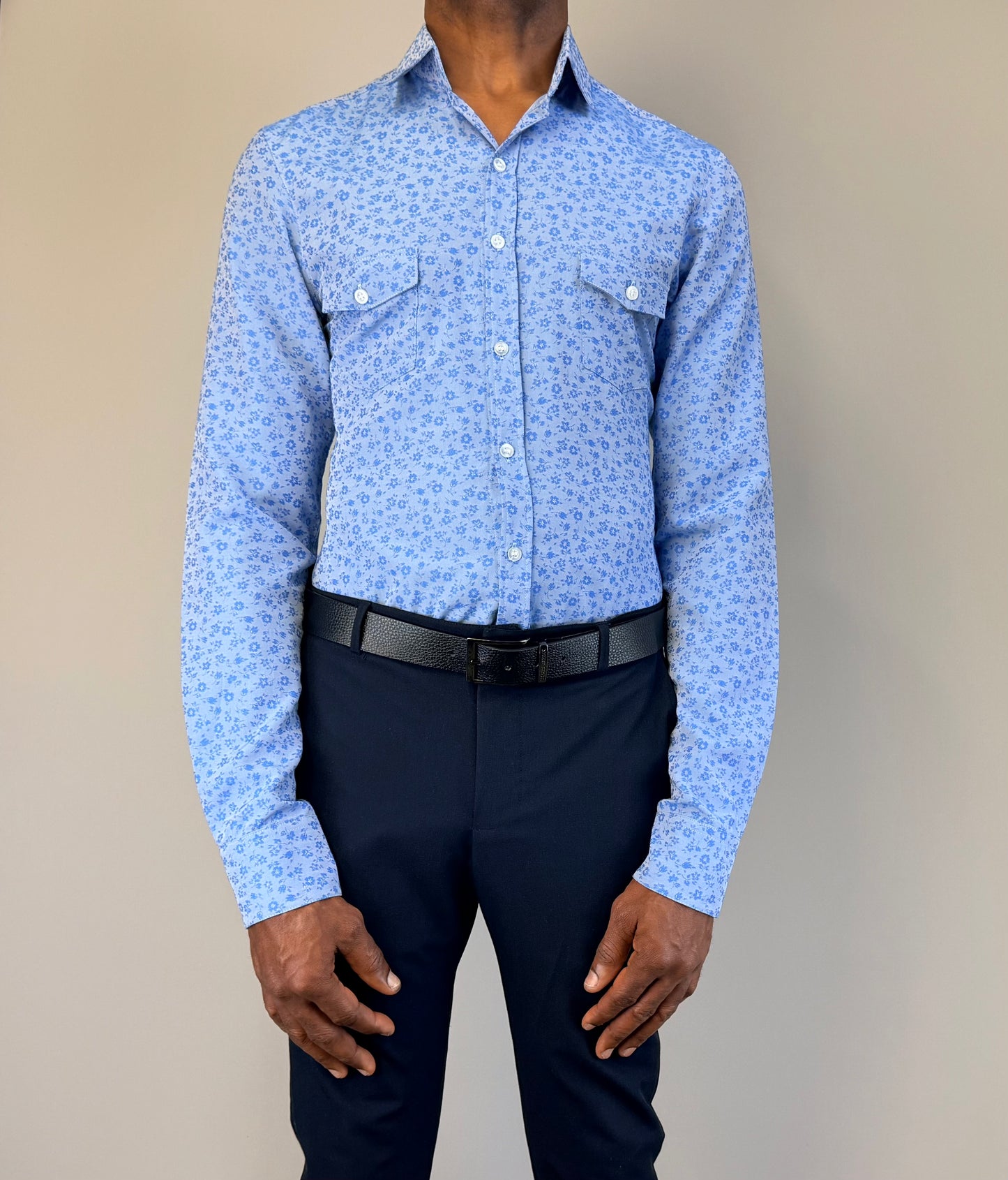 Blue Micro Floral Shirt