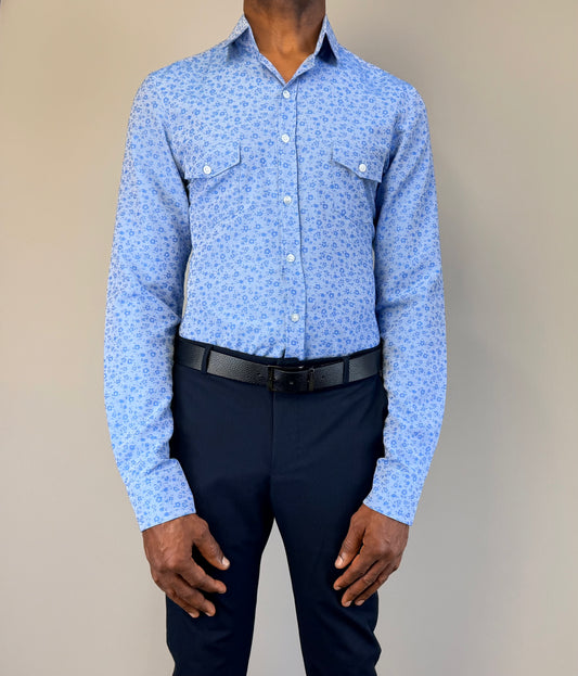 Blue Micro Floral Shirt